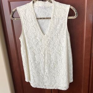 Cleo Sleeveless Cream Lace Top Size M